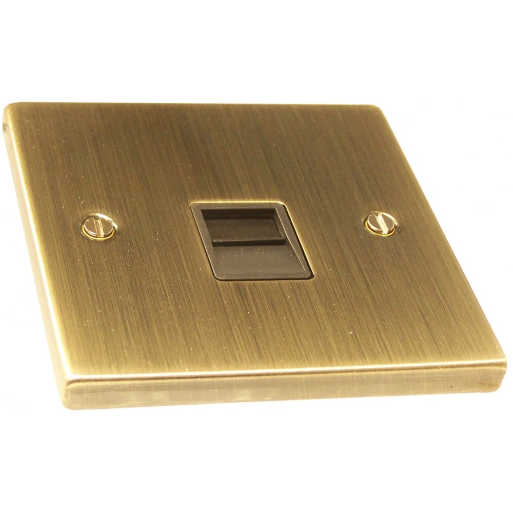 Vintage Antique Brass Single Secondary Telephone Socket with Black Insert