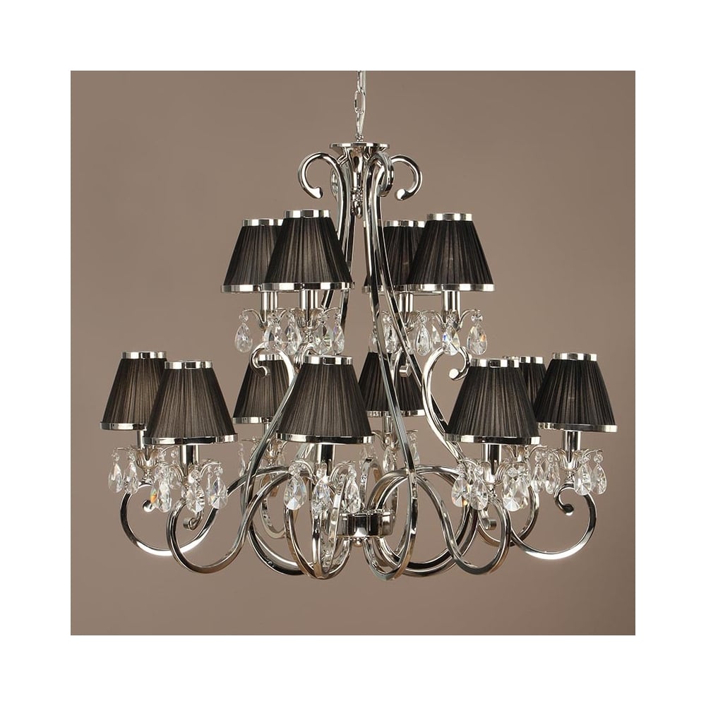 Oksana 12-Light Polished Nickel Chandelier with Crystal Accents