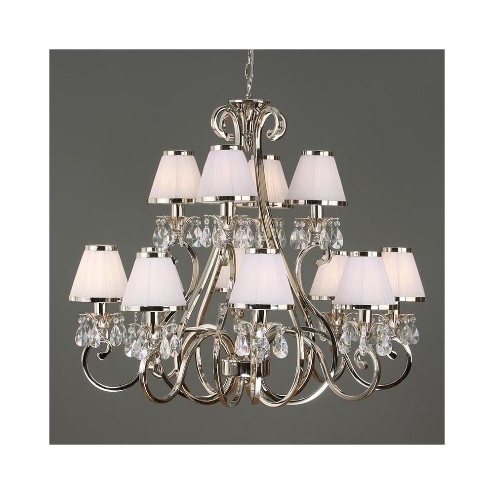 Oksana 12-Light Polished Nickel Chandelier with Crystal Accents