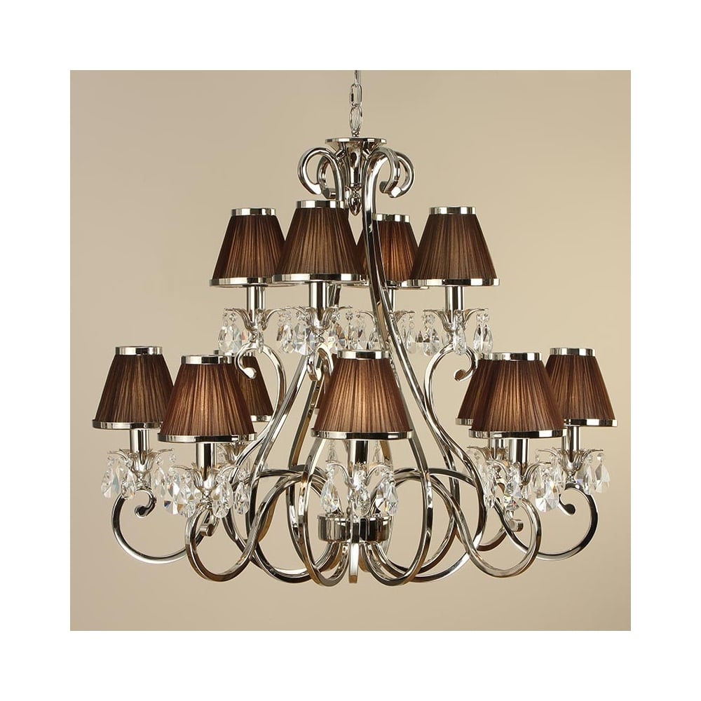 Oksana 12-Light Polished Nickel Chandelier with Crystal Accents