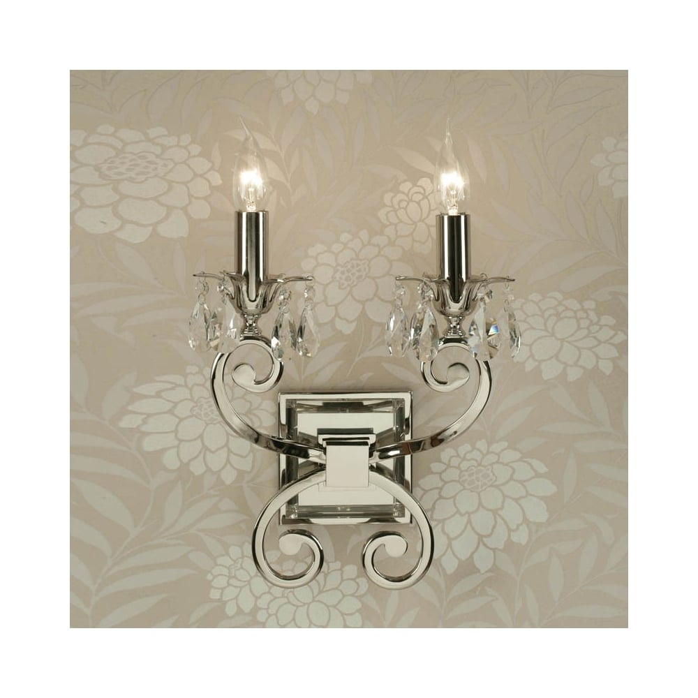 Oksana Twin Wall Sconce with Crystal Accents and Black Shades