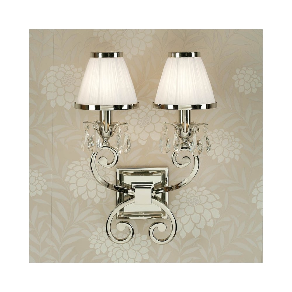 Oksana Twin Wall Sconce with Crystal Accents and Black Shades