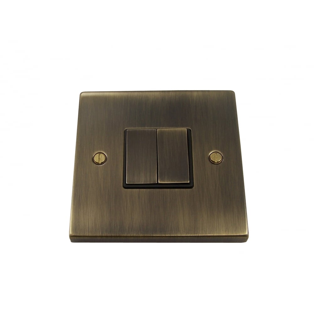 Antique Brass Dual Ingot Switch - 2 Gang 2 Way Design