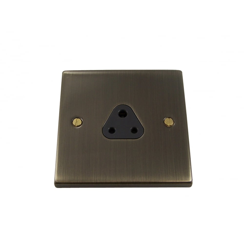 Elegant Antique Brass 1 Gang 2A Round Pin Socket