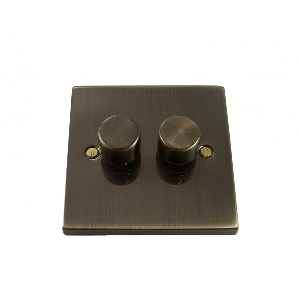 Double Dimmer Switch, Antique Brass Finish