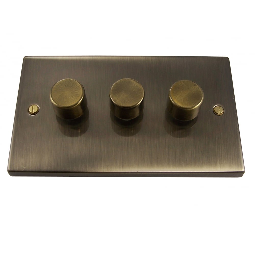 Elegant Antique Brass 3 Gang 2 Way 400W Dimmer Switch