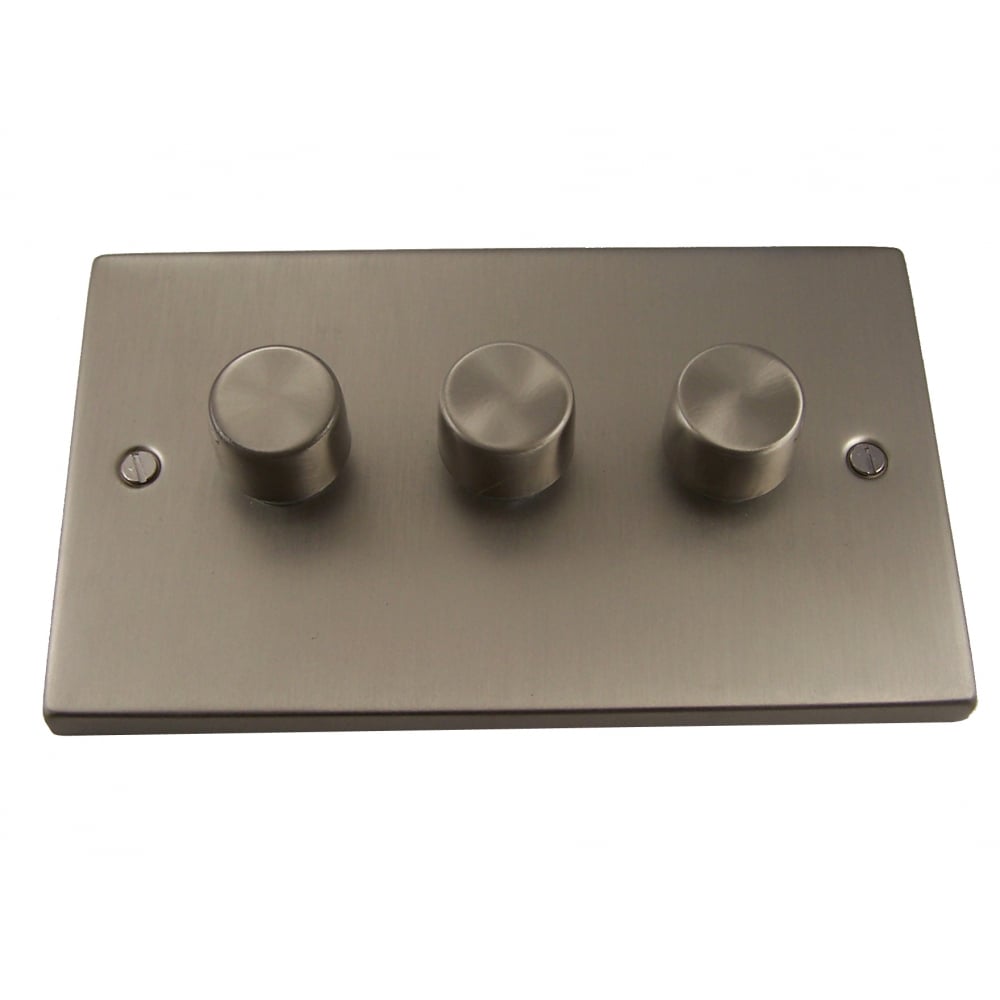 Stylish Satin Chrome 3-Gang 2-Way 400W Dimmer Switch