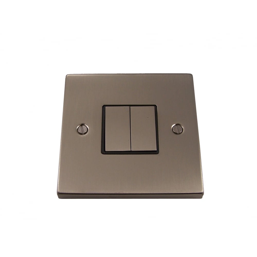 Causeway Satin Chrome 2 Gang Ingot Light Switch with Raised Plate