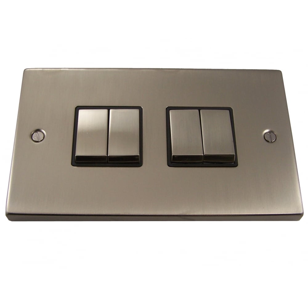 Satin Chrome 4 Gang Ingot Light Switch by Causeway