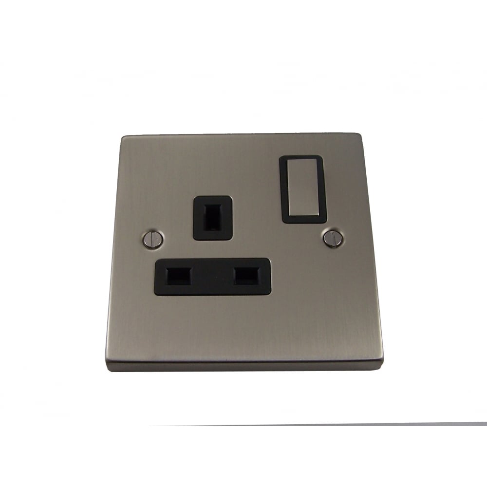 1 Gang 13A Double Pole Switched Socket with Satin Chrome Finish
