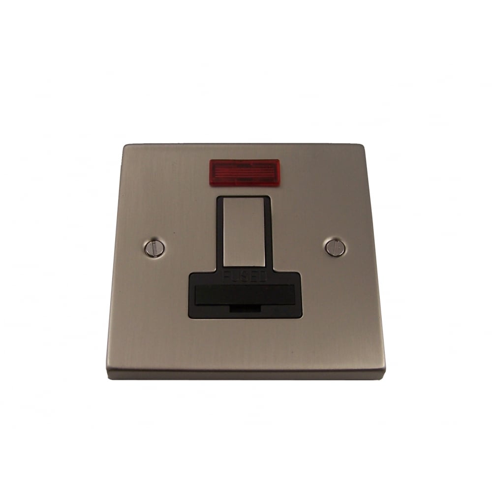 Satin Chrome 13A Fused Connection Unit with Neon Indicator - Causeway Wiring Accessories