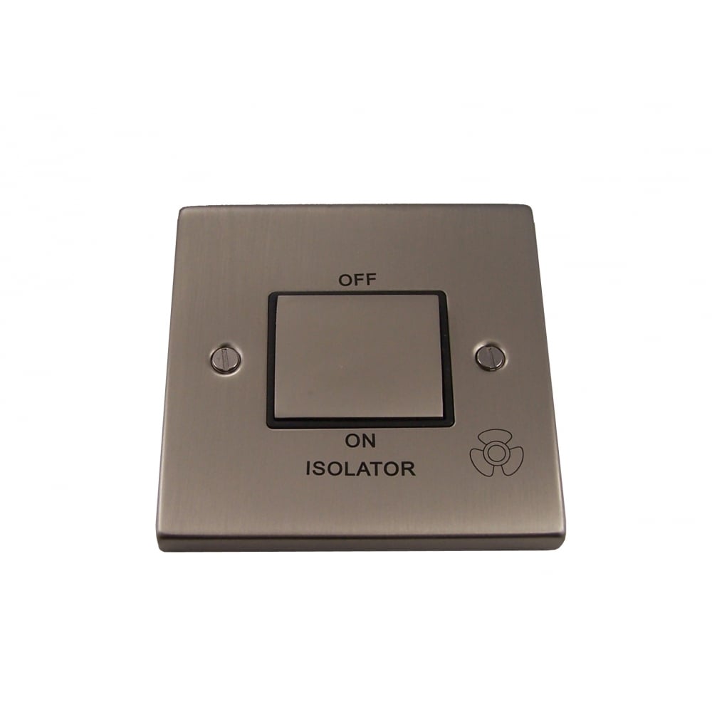 Satin Chrome 1 Gang 3 Pole Fan Isolation Switch by Causeway