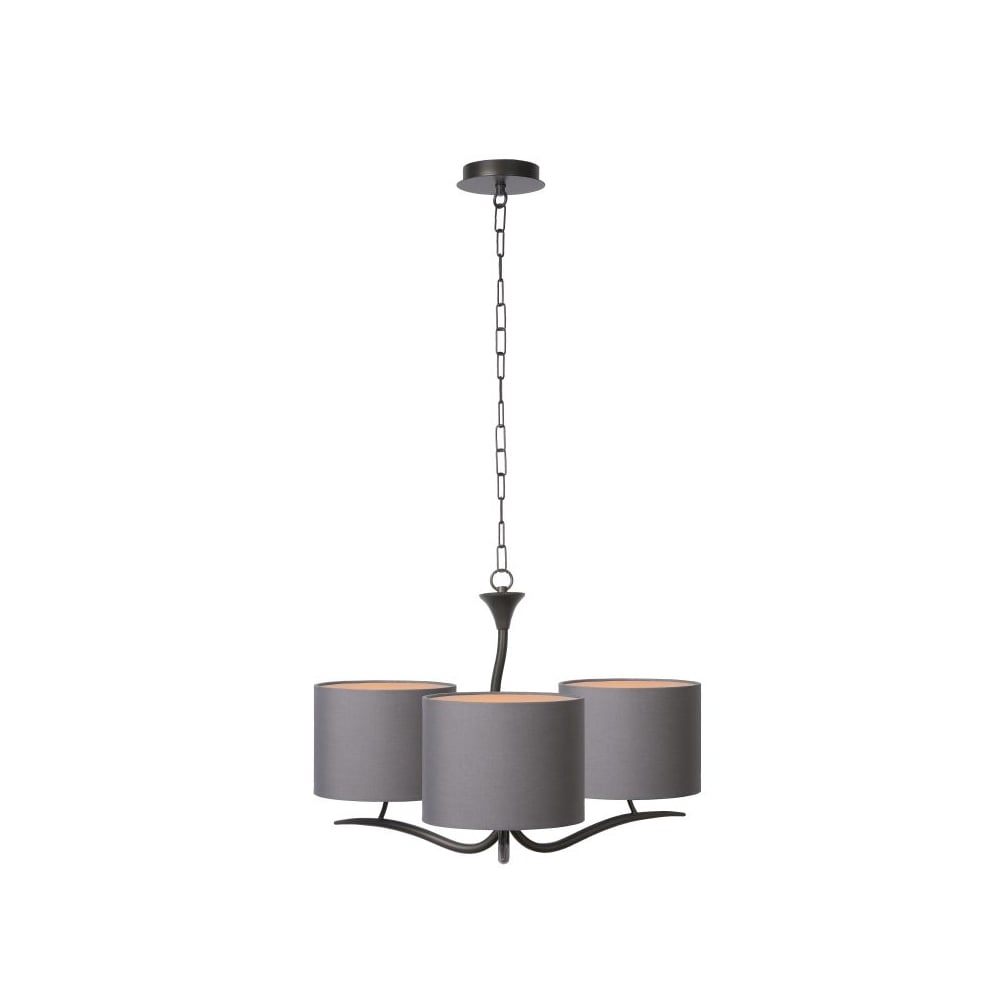 CORDOBA Trio-Bulb Iron Grey Chandelier, Industrial Elegance