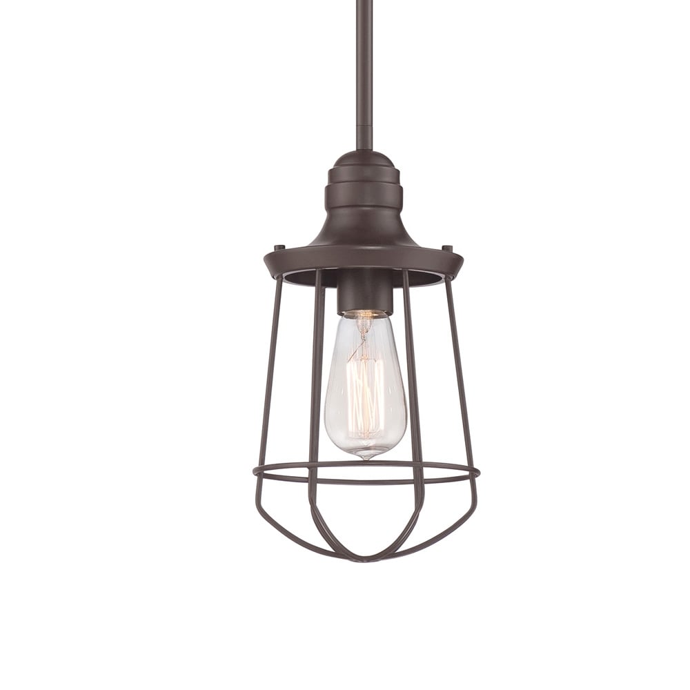 Nautical Industrial 1-Light Mini Pendant in Weathered Bronze