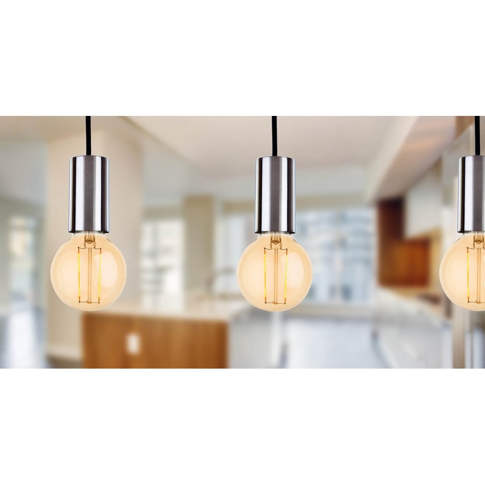 Vintage-Inspired Brushed Steel Hanging Pendant Light Fixture