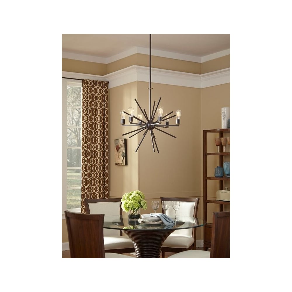 Carnegie Rustic Bronze Starburst 6-Light Chandelier