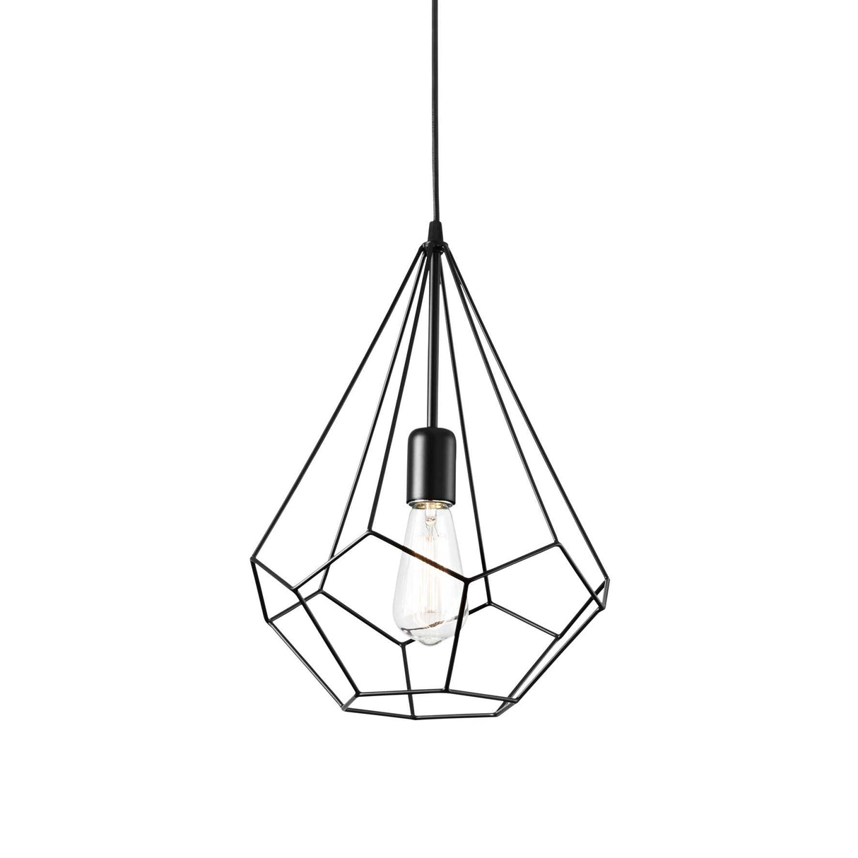 Black Geometric Wire Cage Pendant Light