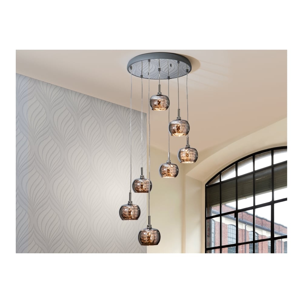 Radiant Crystal Spiral Art Deco 7-Light Pendant Chandelier