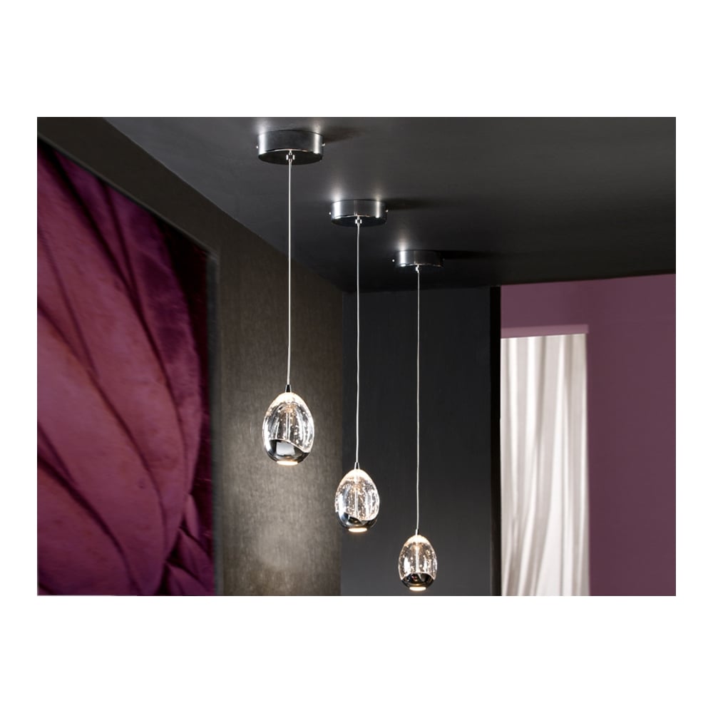 Sleek Chrome Bubble Orb Pendant Light