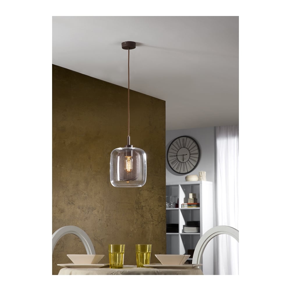 Elegant Chocolate Jar Pendant Light with Double Glass Shade