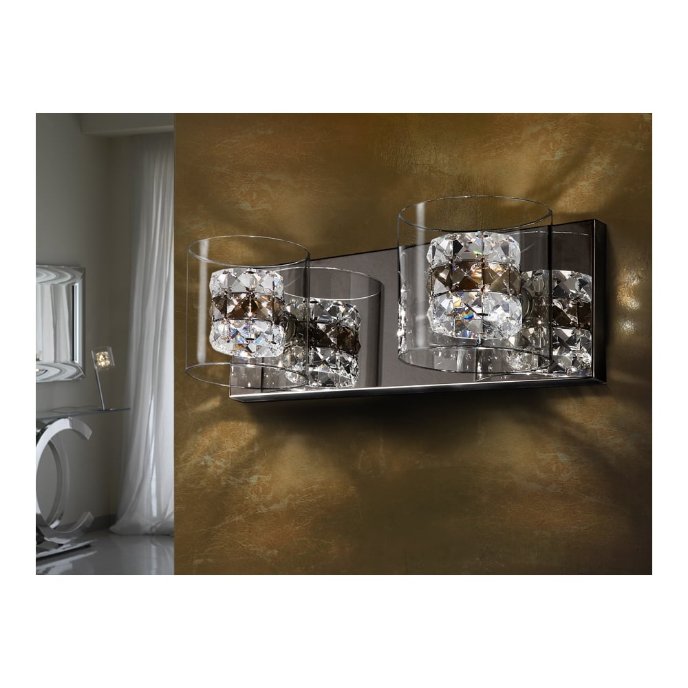 Diamante Dual Wall Sconce with Chromed Finish - Flash Collection