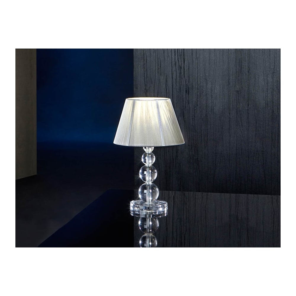 Elegant Chrome Mercury Table Lamp with Silver Threaded Shade