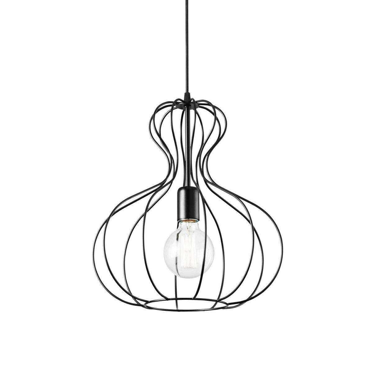 Industrial Black Wire Cage Pendant Light