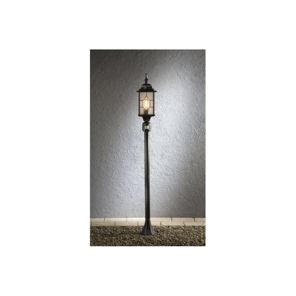 Milano Black and Silver Garden Post Lantern with Motion Sensor