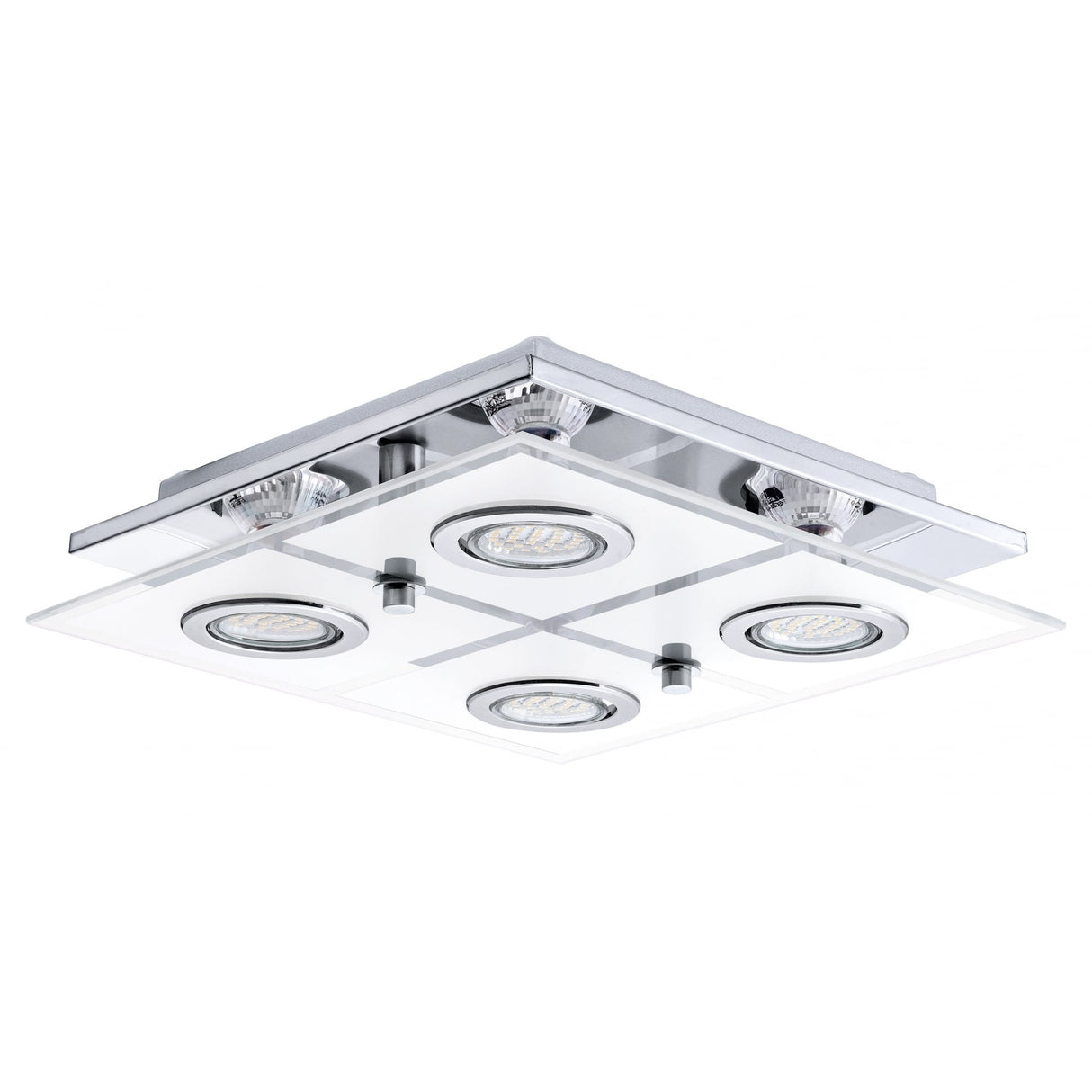 Cabo Modern Chrome 4-Light Glass LED Ceiling Fixture
