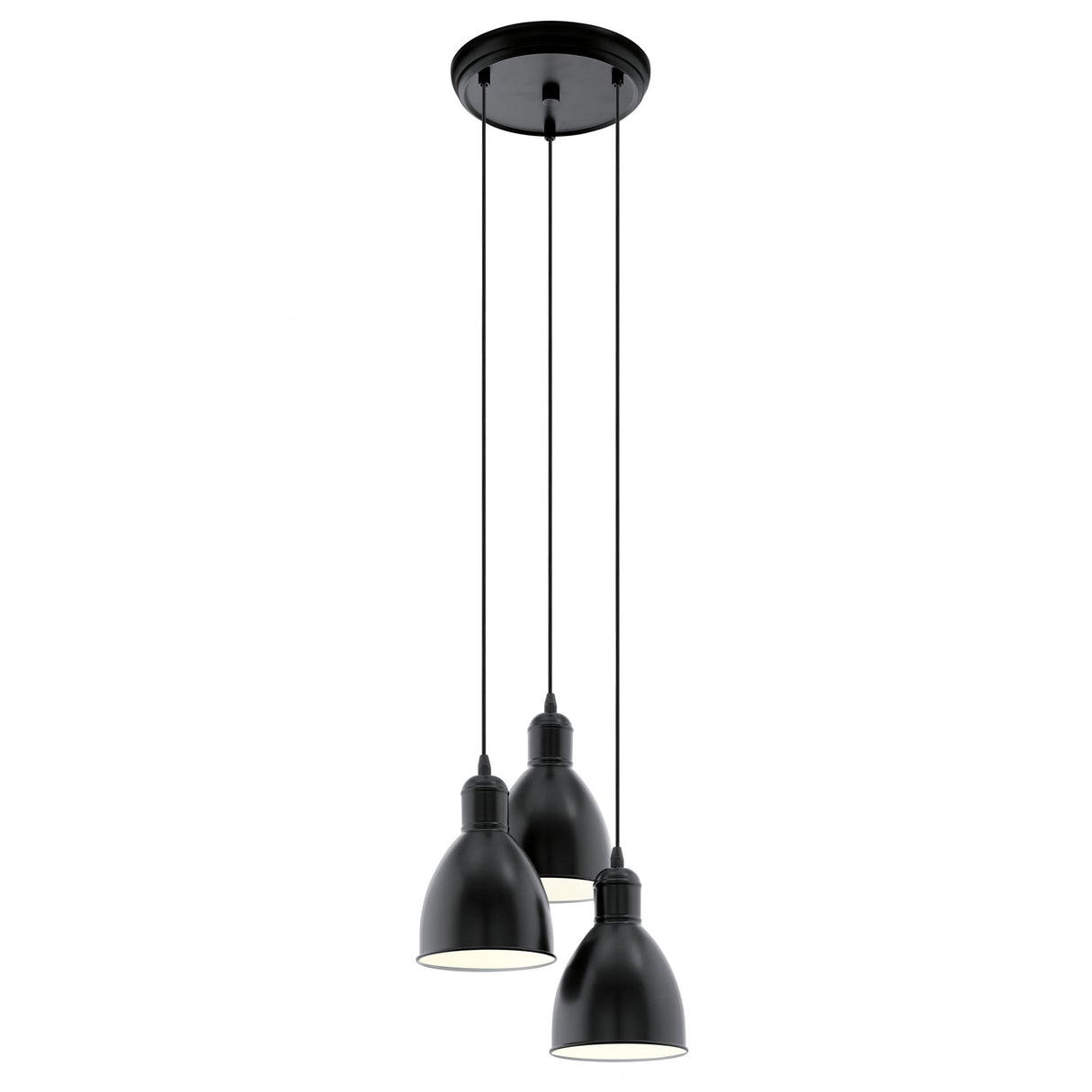 Elegant Trio of Black Dome Ceiling Pendant Lights