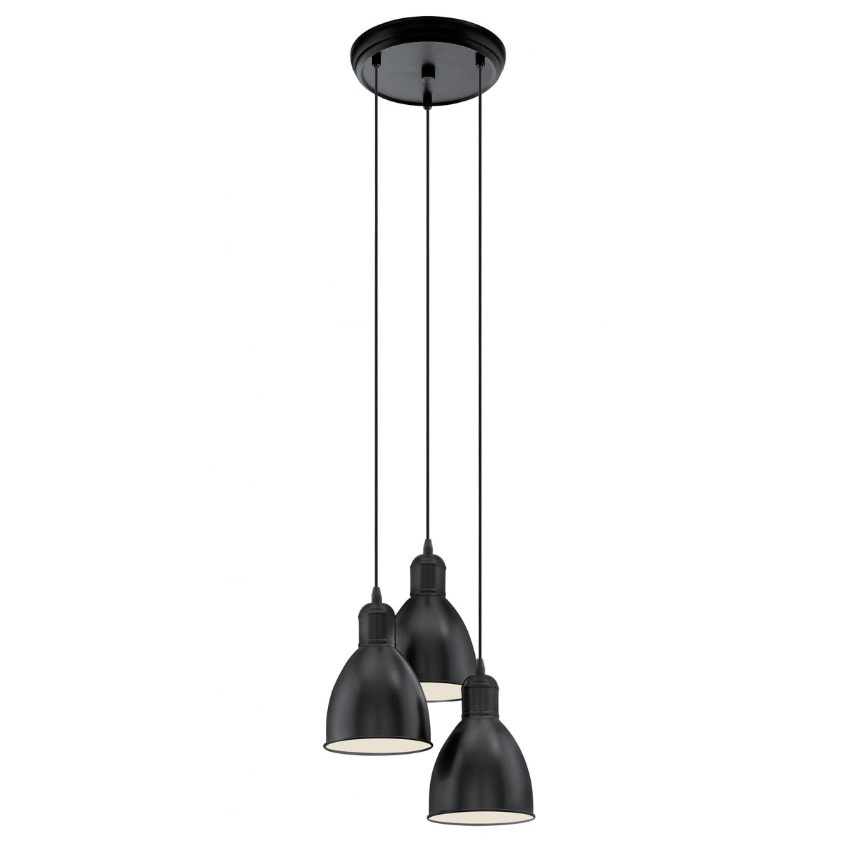 Elegant Trio of Black Dome Ceiling Pendant Lights
