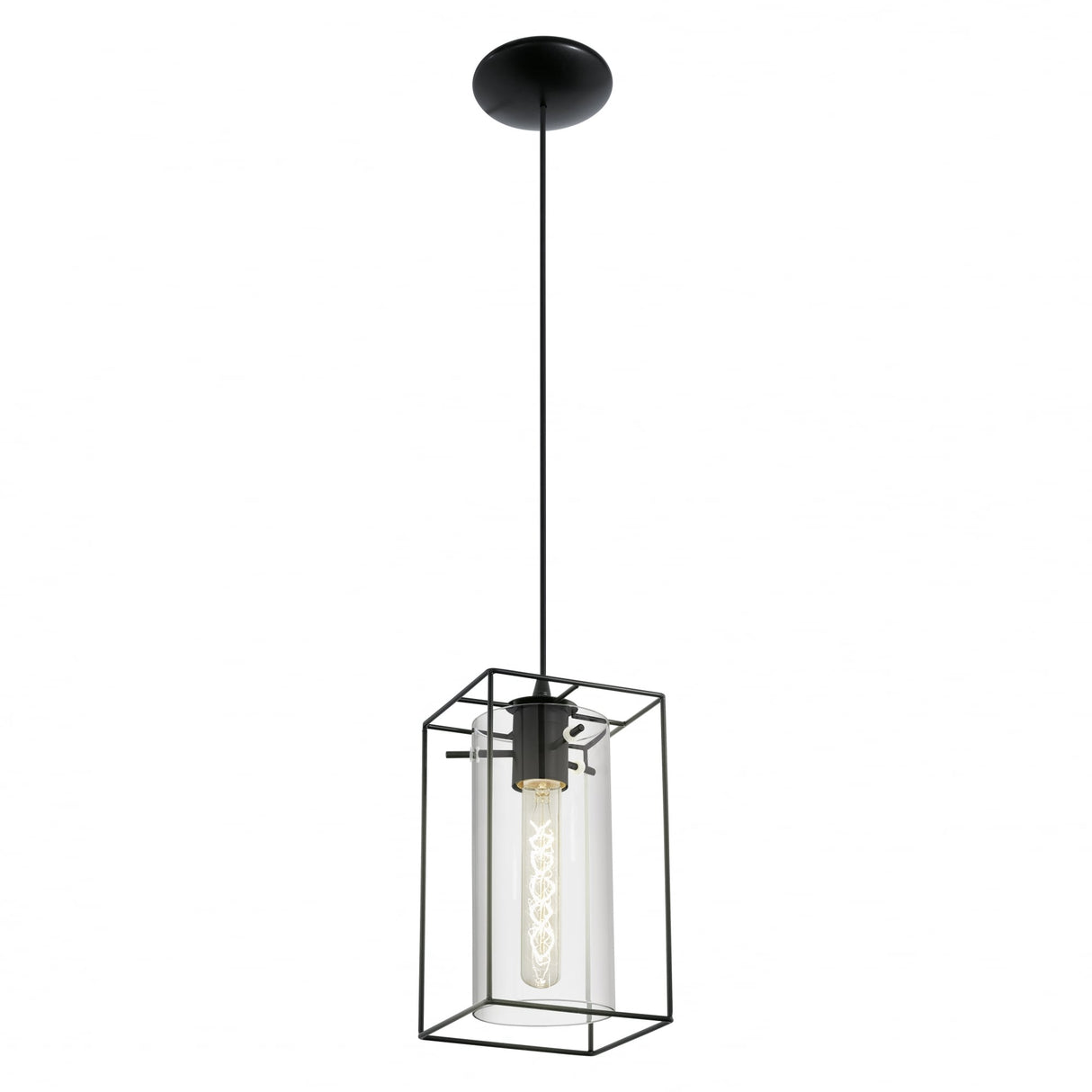 LONCINO Retro Industrial Glass and Steel Pendant Light