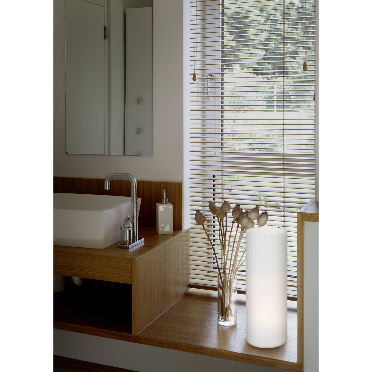 Contemporary Opal Glass Cylinder Table Lamp - Medium