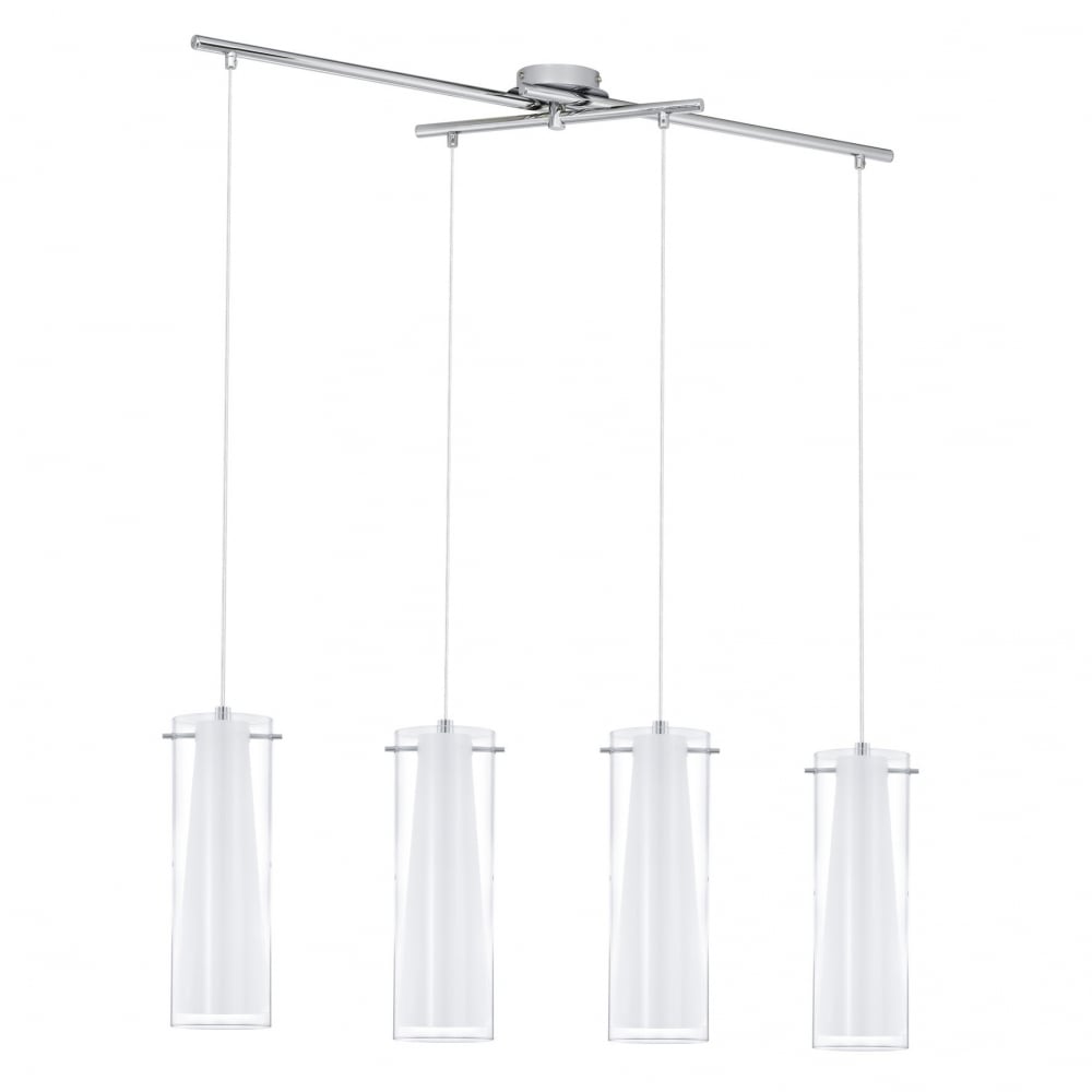 Pinto Nero Contemporary 4-Light Chrome and Opal Glass Pendant Fixture