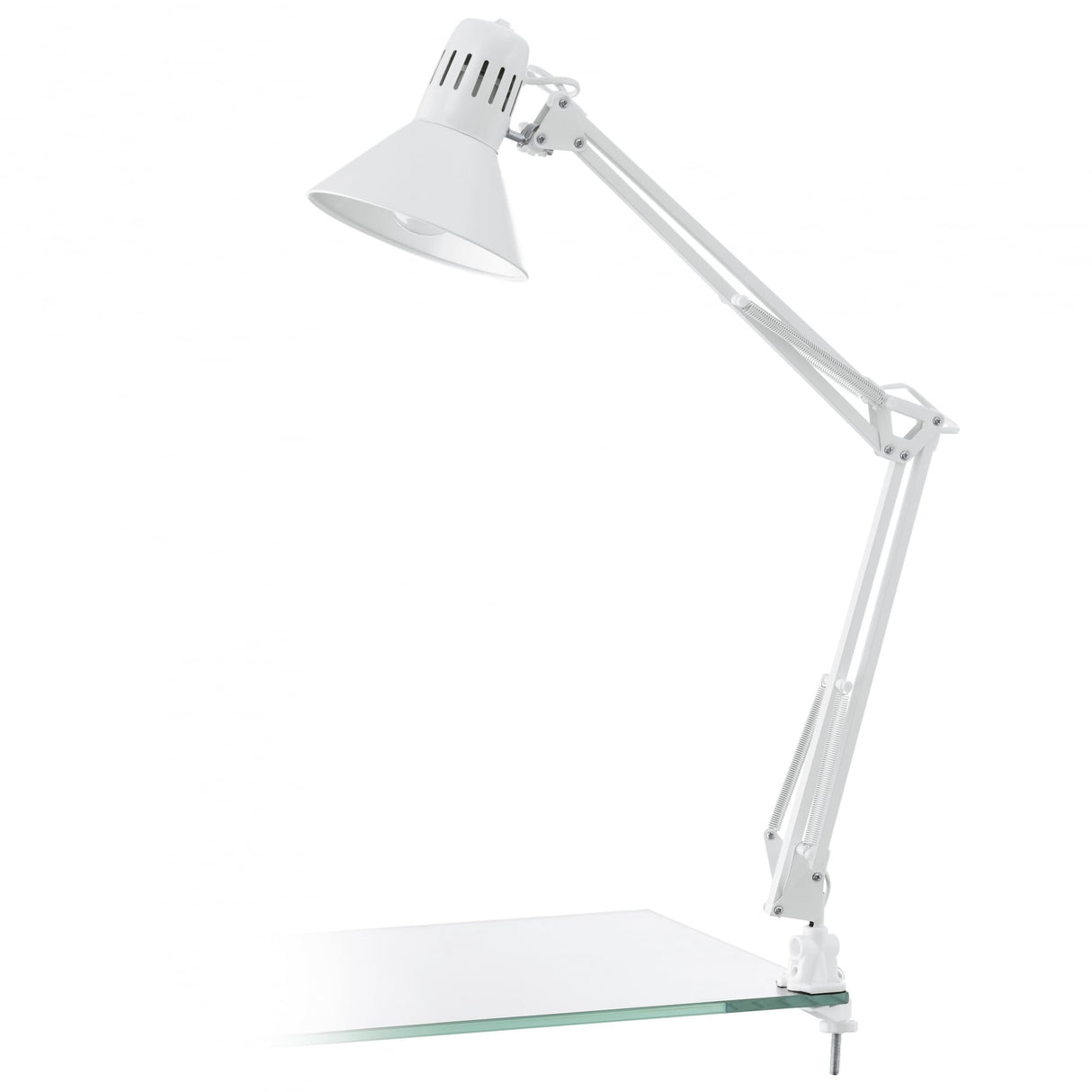 Firmo Sleek Adjustable Clip-On Desk Lamp in Shiny White
