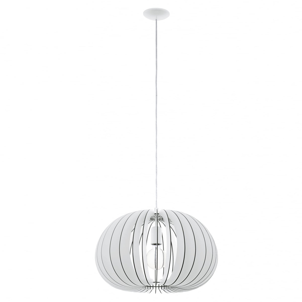 Cossano 450mm White Wood Pendant Lamp - Modern Globe Silhouette