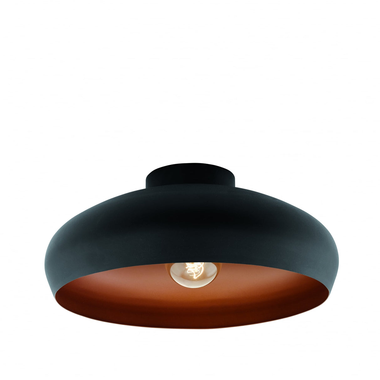 Elegant Black and Copper Open Bowl Ceiling Light