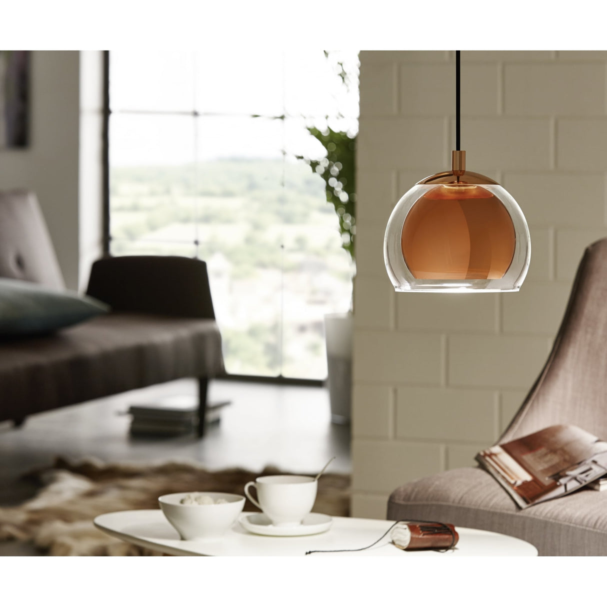 Lustrous Copper Glass Globe Pendant Light