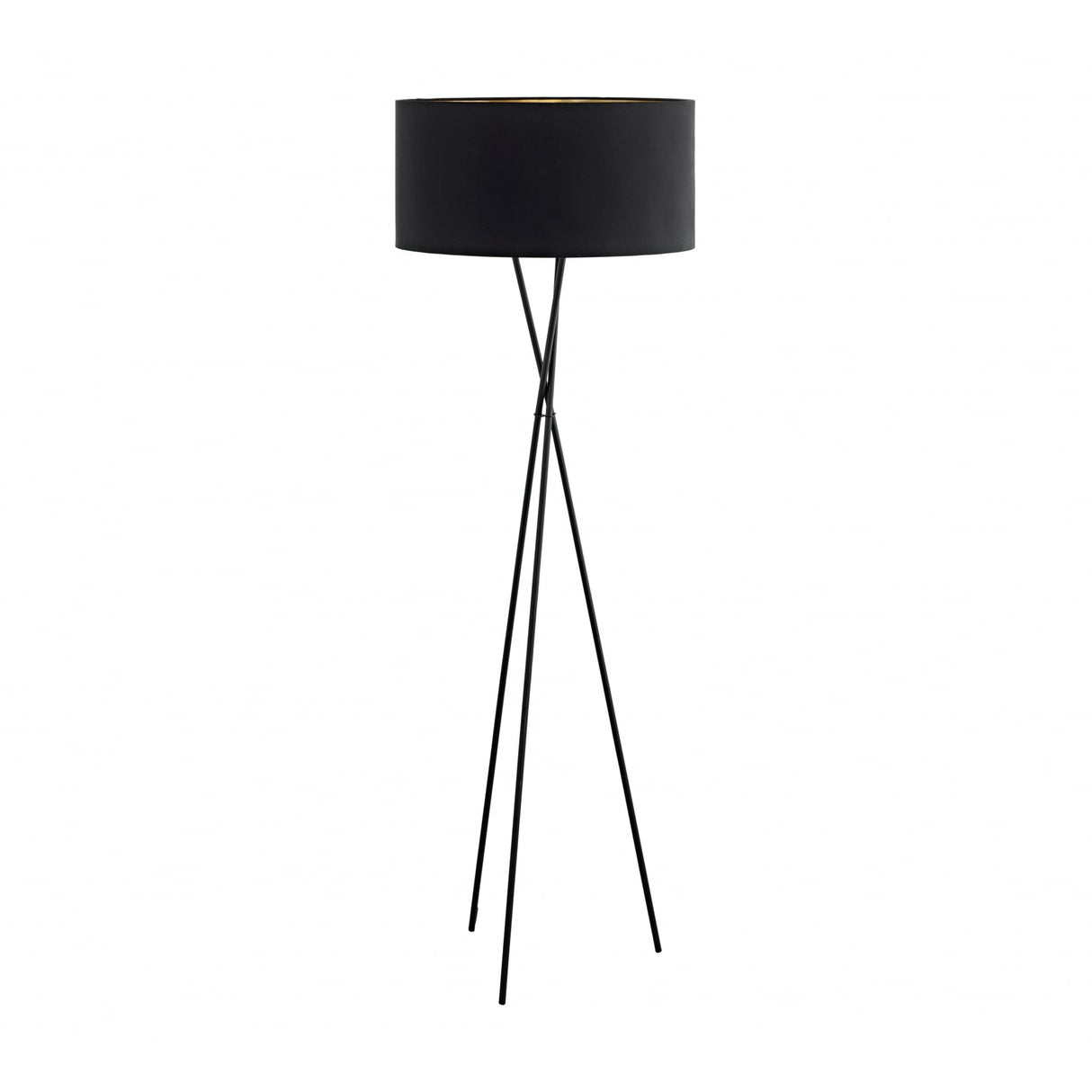 Elegant Black Tripod Floor Lamp with Chic Copper Accents