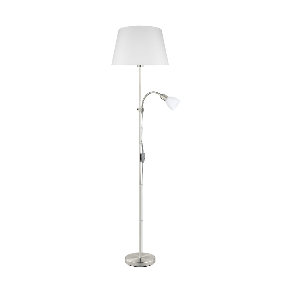 Elegant Conesa Extended Neck Satin Nickel Floor Lamp