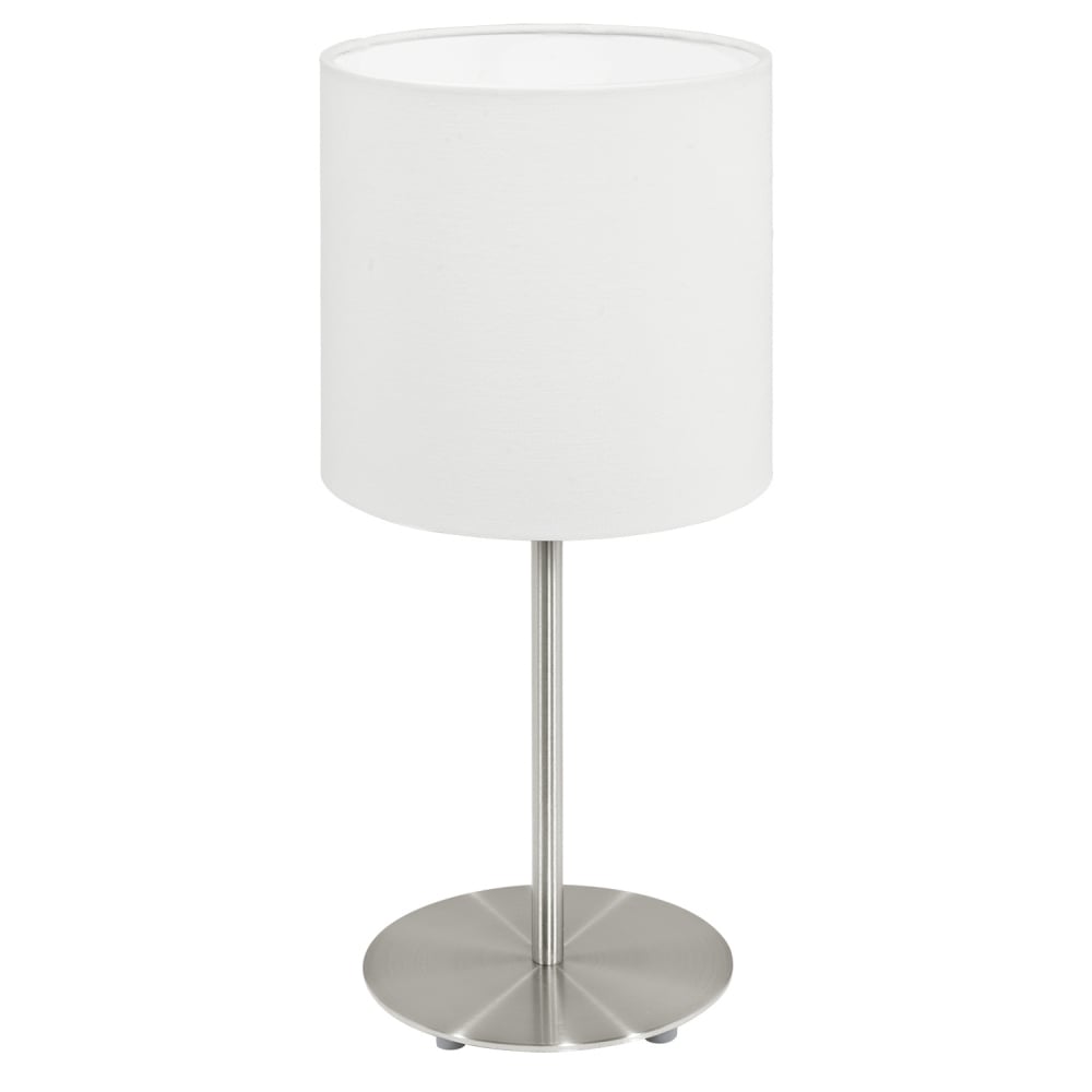 Pasteri 275mm Chrome Bedside Light with White Fabric Shade