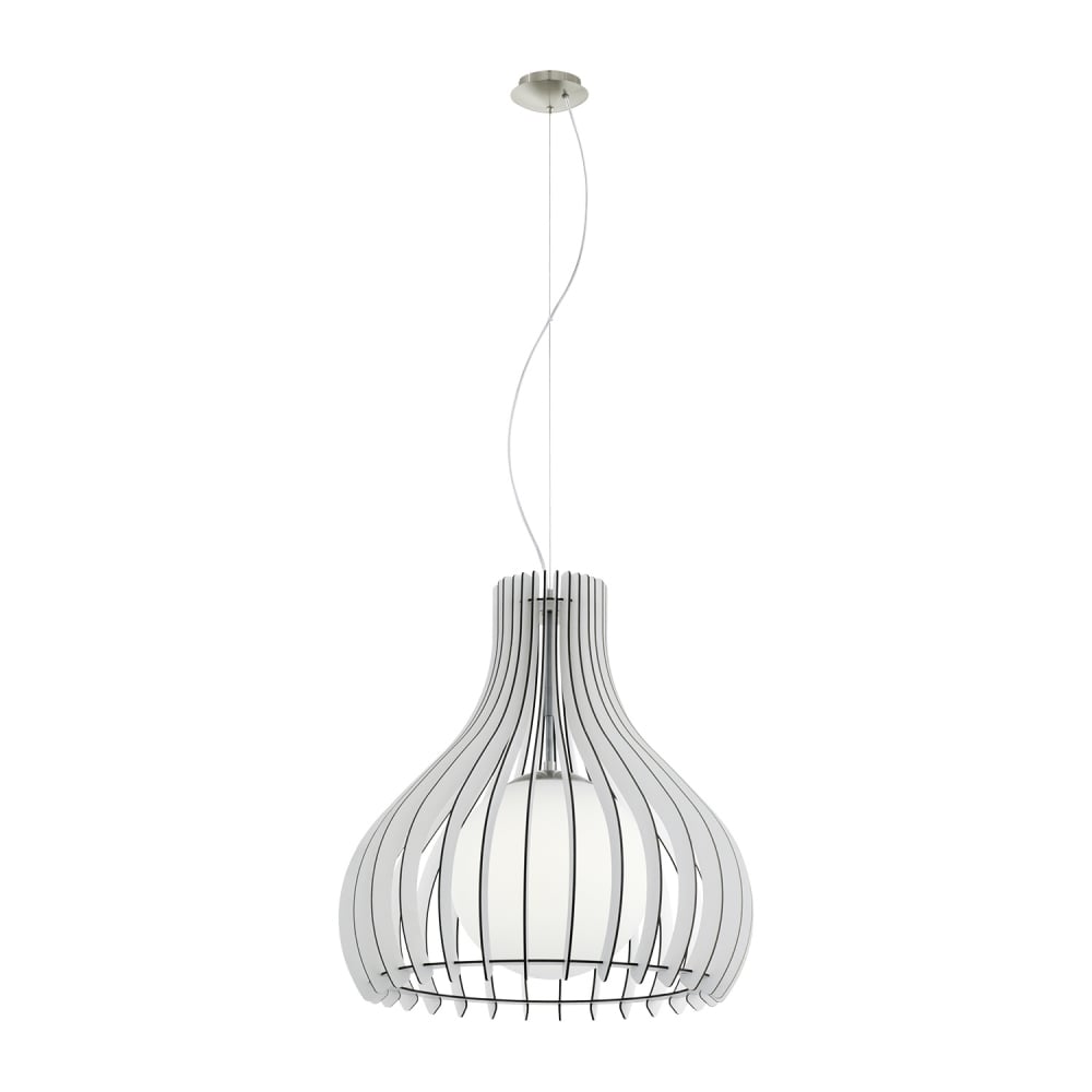 TINDORI White Satin Nickel & Steel Open Sphere Ceiling Pendant Light