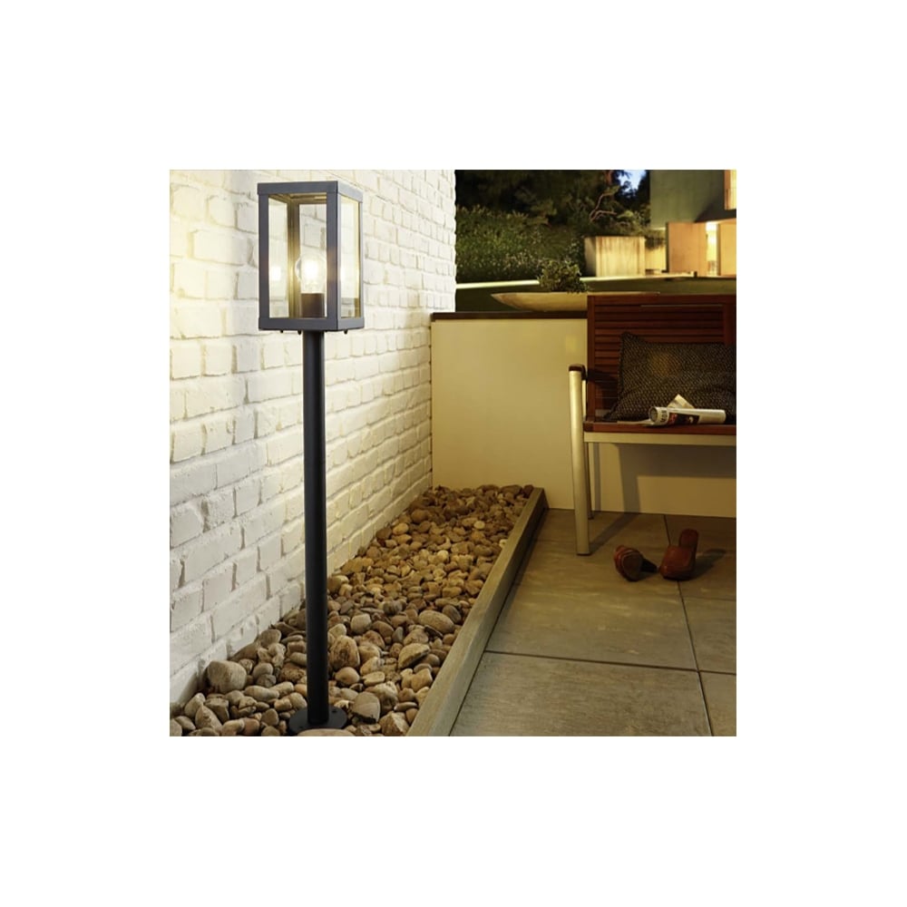 Alamonte Outdoor Black Steel Lantern Post Light