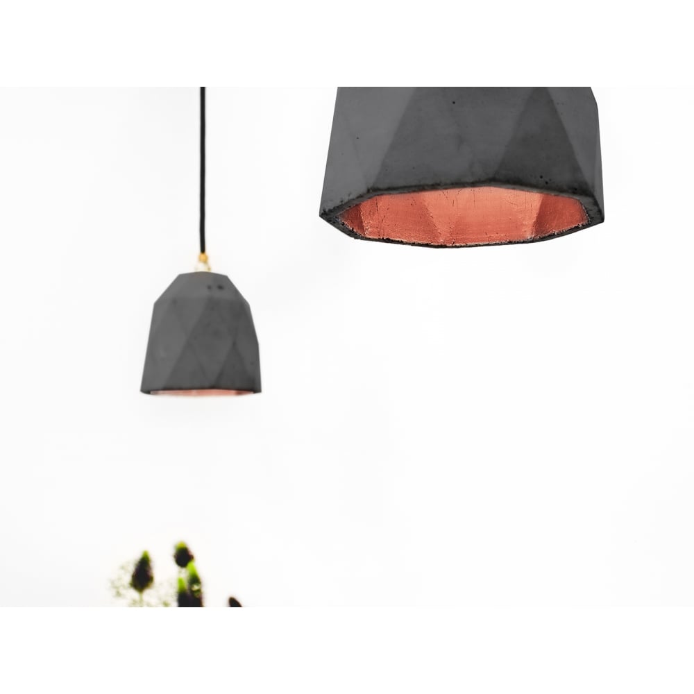 Modern Concrete and Copper Diamond Pendant Light