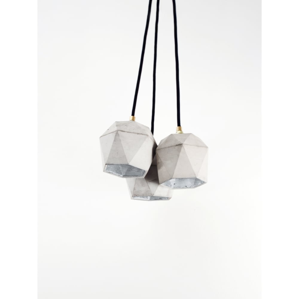 Concrete Dome Cluster Pendant with Silver Interior Finish