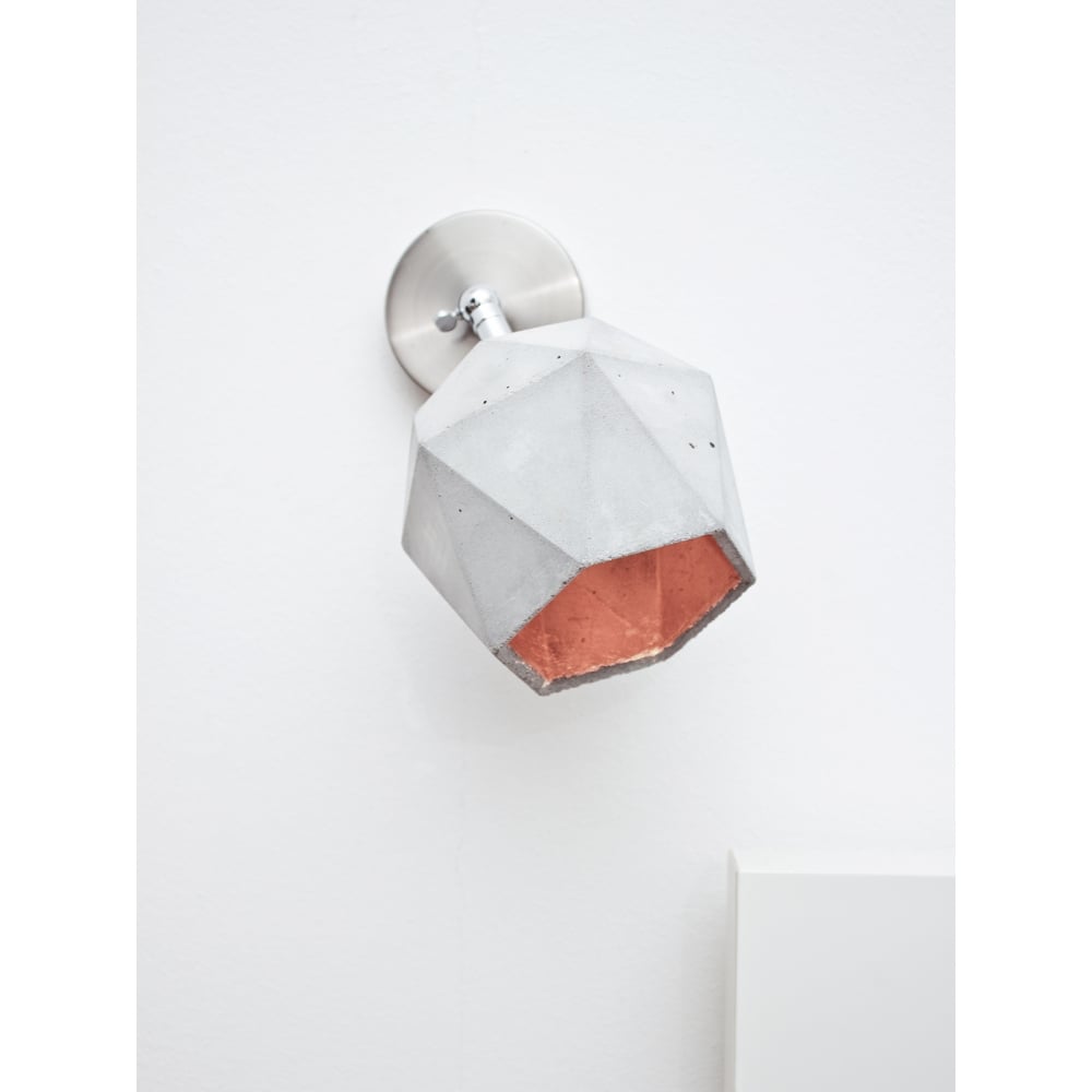 Modern Concrete Dome Wall Sconce with Copper Interior