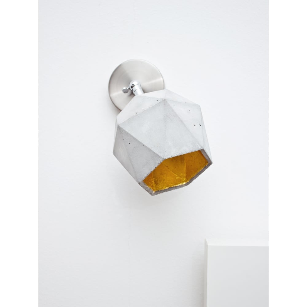 Sculpted Concrete Dome Wall Light with Gold Interior by GANT Lights