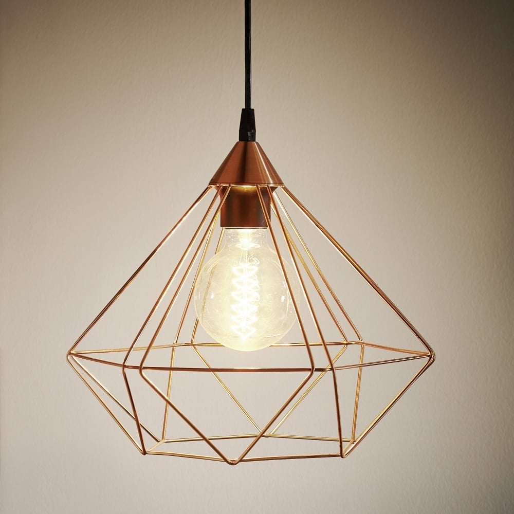 Large Copper-Coated Geometric Pendant Light - Tarbes Collection