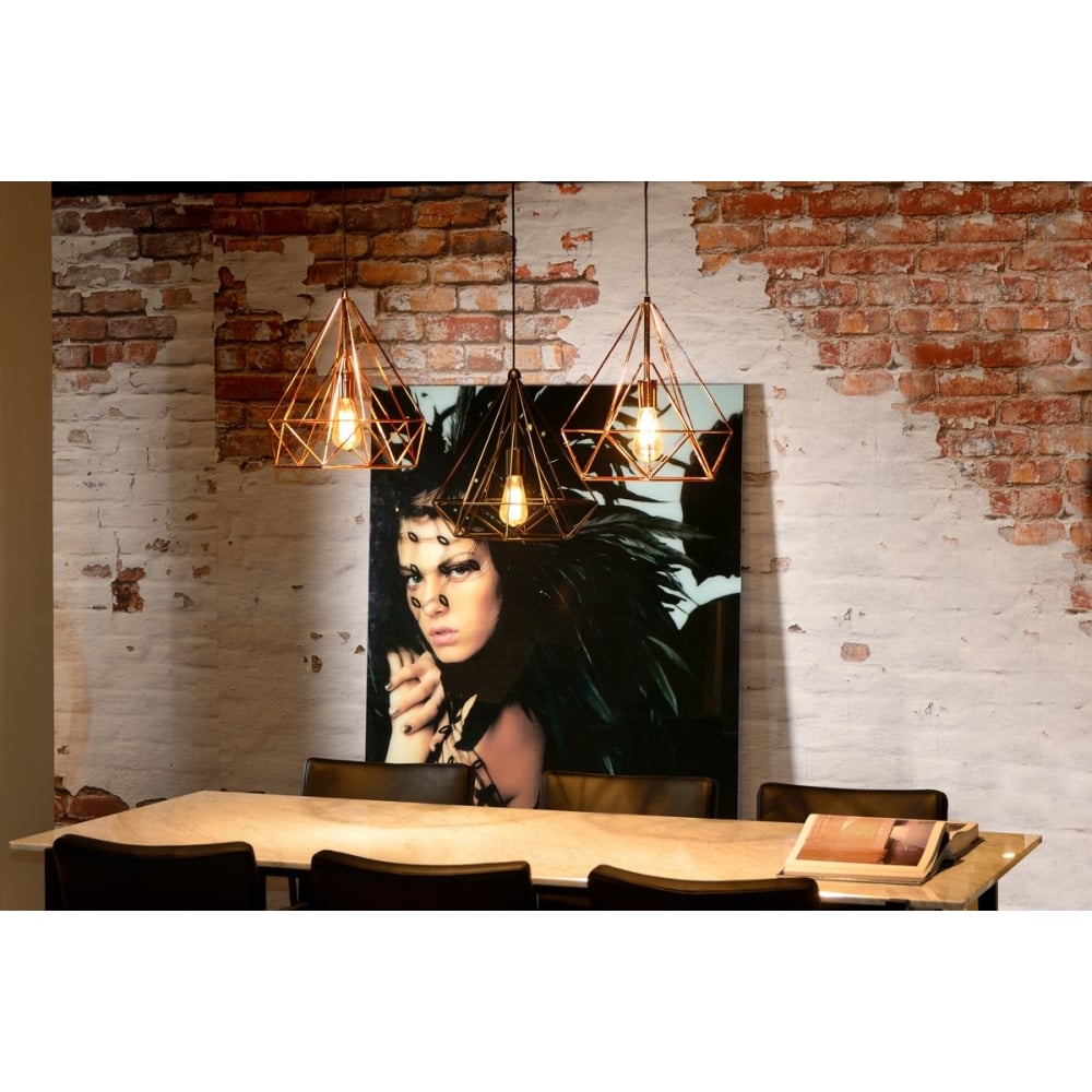 Large Copper-Coated Geometric Pendant Light - Tarbes Collection