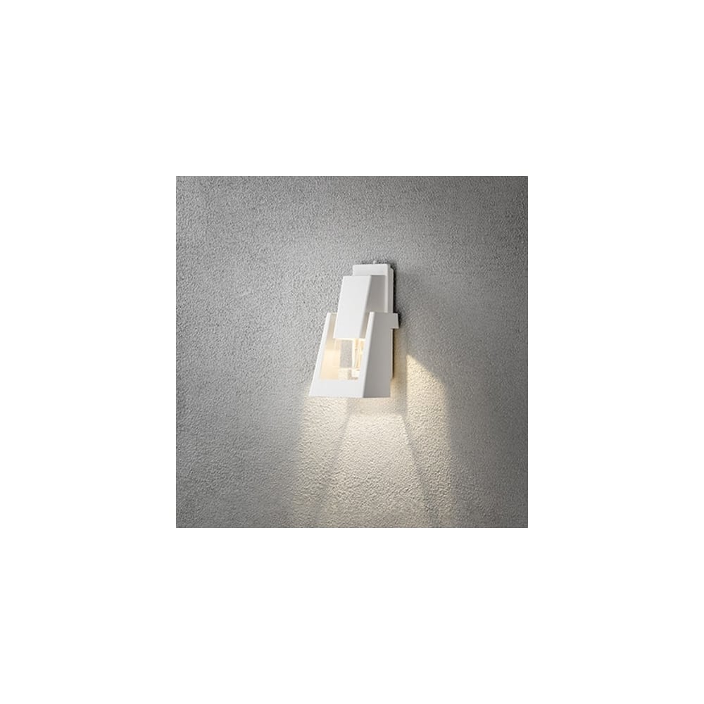 Contemporary Japanese-Inspired White Wall Lantern with Clear Acrylic Lens